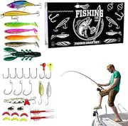 Superior Water Fishing Lures Floating Bait for Bar, Catfish, Pike | Pre-assembled Realistic Bass Lures | Trout Fishing Lures with 3D Fish Eyes for Freshwater or
