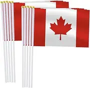 Canada Handheld Small Flag Set,10 PCS 5×8 Inch Mini Canadian Hand Held Banner,Tiny Digital Printed Polyester Banner