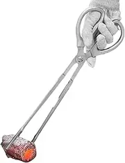 Fire Log Grabber, Stainless Steel Firewood Tongs, Comfortable Grip Fireplace Tool, Lightweight Firewood Picker for Camping, Barbecue, Picnic, 15.16x3.78 Inches