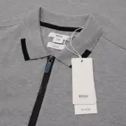 Brax NWT Percy 1/4 Zip Short Sleeve Polo Shirt Size Small in Gray Cotton Blend