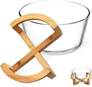 JECOMPRIS 1Set Versatile Heat Resistant Glass Salad Bowl with Base for Storing Fruits Vegetables Desserts and Snacks for Serving Parties