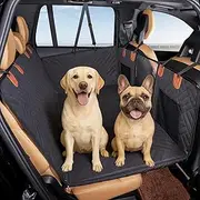 METACHOICE Dog Car Seat Cover for Back Seat - Hard Bottom Back Seat Extender & Hammock, Waterproof Back Seat Pet Cover for Dogs, Non-Slip SUV Car Protector.（Black）