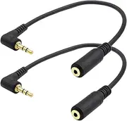 Seadream 2Pack 3.5mm Angle Male to 2.5mm Female Headset Audio Adapter Cable Extender Stereo Jack 8inch 3-Pole