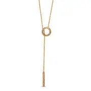 0.25 CT. T.W. Natural Diamond Circle and Vertical Bar "Y" Necklace in Sterling Silver with 18K Gold Plate