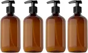 Mochiglory 300ML Large Capacity Empty Lotion Pump Bottles, Plastic Brown/Green Soap Lotion Pumps Dispensers Bottle 4-Pack