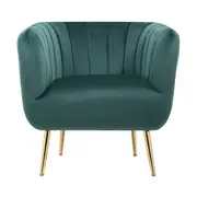 Cecil Premium Velvet Armchair Occasional Accent Tub Chair Green