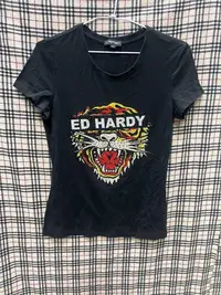 在飛比找Yahoo!奇摩拍賣優惠-Ed Hardy 黑色 短袖 上衣 S