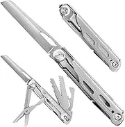 9-in-1 Multi Tool, Pocket Knife, Multitool Folding Knife for Camping Hiking Survival Fishing, Stainless Steel Lockable Multitool Knife Saw Scissors Bottle Opener Wire Stripper Glass Breaker