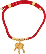 Abaodam Pet Necklace for Dogs and Cats Handmade Red Rope Collar with Lucky Charms and Bell Unique Dog Jewelry for Festive Occasions Comfortable Fit
