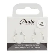 Halo Sleepers 14mm Faceted Sleeper Earrings Solid Sterling Silver 18G Hoops