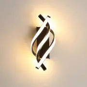 Indoor Wall Light, Modern LED Wall Lamp 22W Curved Design, Sconces 3000K Warm White Light, 2500 Lumens Black IP20