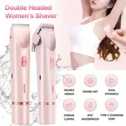 2 in 1 Dual Head Electric Lady Waterproof Shaver Razor for Women Private Area