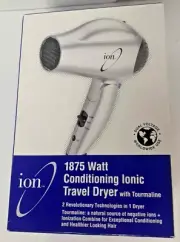 Ion Hairdryer Ceramic 1875 Watt Ionic Travel #301011 Silver New Original Box