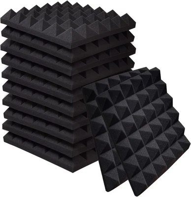 66 PACK 12"X12"X2" Pyramid Acoustic Foam Panel Studio Soundproof Wall Tile
