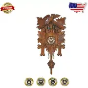 Compact 9-Inch Cuckoo Clock with Quartz Movement & Night Mode for Living Rooms