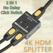 Splitter In Out Switch Switcher HDCP HDMI Hub 3D UHD 2.0 2 in 1 4K Bi Direction