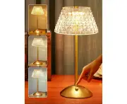 WSECOMM Crystal Lamp for Bedroom,500 Lm Small Lamps for Small Spaces,3 Colors Dimmable Touch Lamps for Bedrooms,Touch Lamp Small Lamp,Small Table