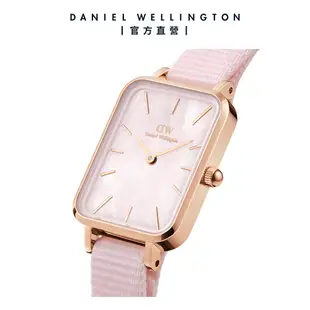 Daniel Wellington DW 手錶 Quadro Coral 20X26mm 珍珠貝織紋小方錶-玫瑰金 DW00100509