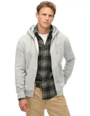 [Superdry] Essential Logo Zip Hoodie in Athletic Grey Marl