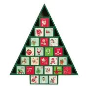 Northlight 14" Rustic Green and Red Plaid Tree Shaped Advent Christmas Calendar