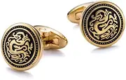 [Longcreek] Dragon Cufflinks for Men Cufflinks Dragon Viking Nordic Enamel Totems Celtic Dragon Cufflinks Tuxedo Shirt Dragon Cufflinks Animals French Twins, NO, No, No