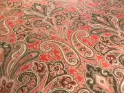 SCALAMANDRE PAPAYA & TAN "KELLIE GARDEN" PAISLEY PRINT INDOOR OUTDOOR FABRIC
