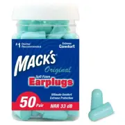 Mack's Original Soft Foam Earplugs, 50 Pair - 32dB Highest NRR, Comfortable Ear