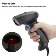 Wired Barcode Scanner Reader IP54 Reverse Color Barcodes USB Handheld Scan