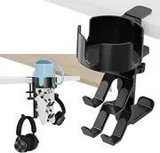 REASOR Headphone Stand,4 in 1 Headphone Hanger,Controller Holder with Desk Cup Holder,Rotatable Under Desk Clamp Controller Holder,Compatible with Universal Headset, Controller, Cup.