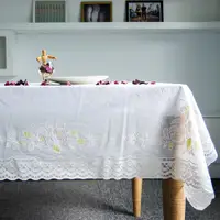 在飛比找蝦皮購物優惠-日本MEIWA仿蕾絲壓花防水塑膠桌巾-玫瑰132x175CM