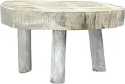 Creative Co-Op Paulownia Wood Gray Wash Pedestal, Grey