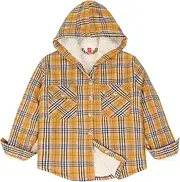 [ThCreasa] Girls Plaid Sherpa Lined Flannel Shirt Jacket Button Up Warm Jackets with Hood