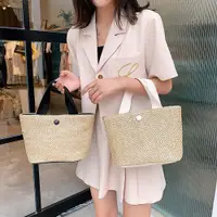 在飛比找ETMall東森購物網優惠-韓國復古草編包女手提編織包2020夏天新款網紅度假百搭沙灘包