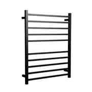 Hotwire Black 10 Bar Flat Square Heated Towel Rail With Built-In Timer