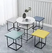 5 in 1 Combination Dining Table with 4 Stool, Space Saving Nesting End Table, Stackable Ottoman Stool Footrest Home Creative Cube Sofa Chair & Table (Color : A)