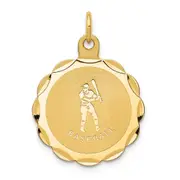 14k Yellow Gold Baseball Disc Charm