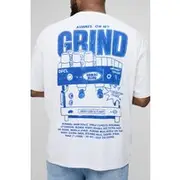 Mens White Plus Oversized Always On The Grind Graphic T-Shirt