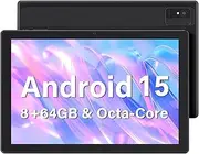 Ruufuuxy 10 Inch Android Tablet, 8GB RAM 64GB ROM 1TB Expandable Android 15 Tablet, Octa-Core, WiFi 6 (2.4G/5G), 1280x800 Display, Tablets for Adults with Protective Case - Black