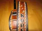 CUSTOM MADE LEATHER GUITAR STRAP WITH YOUR NAME/ MUSIC NOTES 2 1/2 INCHES WIDE