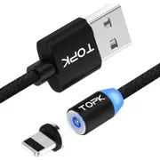 1M 2.1A Output Usb To 8 Pin Mesh Braided Magnetic Charging Cable With Led Indicator(Black)
