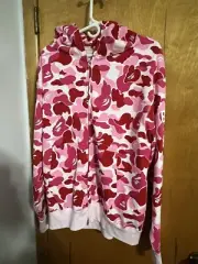 A BATHING APE BAPE Big ABC Camo Zip Up Hoodie Pink Mens size XL DS NEW