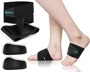 Xshum Arch Support Braces for Plantar Fasciitis Relief, Adjustable Compression Bands with Removable Gel Arch Inserts for Fallen Arches, High Arch, Flat Feet, Feet Pain Relief - Black