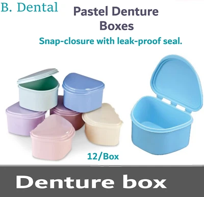 Dental Denture Box Pastel ™ DENTURE BOX Denture Retainer Case- 3' Deep, 12/Bx