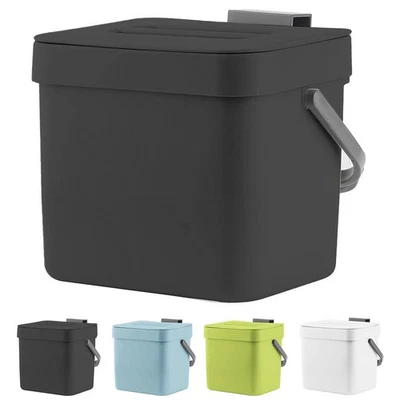 Kitchen Trash Can with Lid, Wall-Mounted Under Sink Small Garbage Can for Kit...