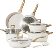 Nonstick Cookware Sets, Pots and Pans Set White Granite, Induction Cookware