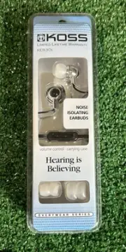 Noise Isolating Headphones KOSS - KEB30s - Silver-Three Cushion Sizes, New