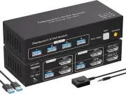 8K Displayport KVM Switch 2 Monitors 2 Computers 4K144Hz USB 3.0 KVM Switches fo