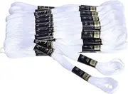 25 Pcs Anchor Stranded Cotton 6 Strand Cross-Stitch Floss Hand Embroidery Stranded Cotton Craft Sewing Floss Thread (White)