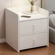 Bedside Table Bedroom Warm White Minimalist Design with Tray and 2 Drawers