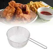 SustVita Stainless Steel Fryer Basket, Deep Frying Basket with Handle, 9.1in Cooking Strainer for Fish, Chicken Nuggets, and Onion Rings (Handle Without Rubber)
